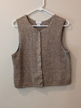Sarah Arizona Neutral Knit Vest - Heathered Taupe